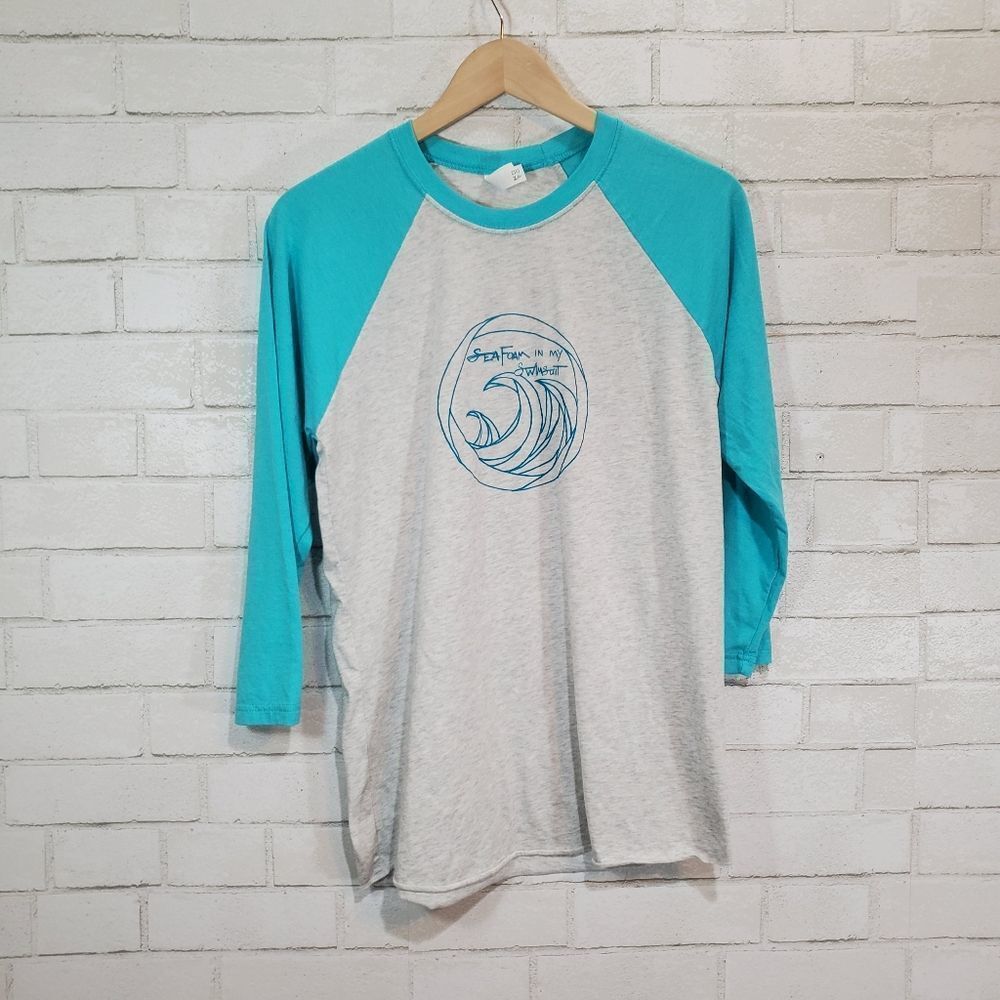 "Sea foam in my‎ swimsuit" graphic top